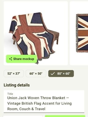 NWT Union Jack Brittish Flag Inspired Woven Tapestry Style Throw Blanket